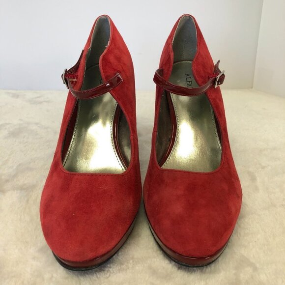 Alfani Red Suede Platform Stiletto Pump Heels Size 7.5M - Picture 2 of 13